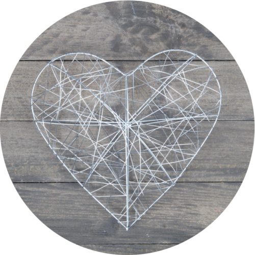 Zilveren wire hart van 20 cm